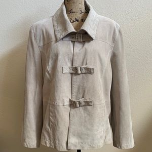 PAMELA McCOY Suede Buckle-Close Jacket